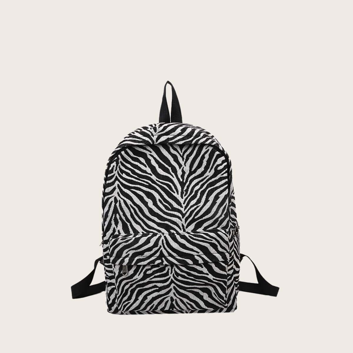 

Zebra Striped Backpack, Black and white