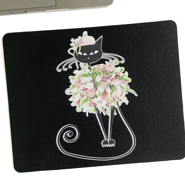 

Flower Pattern Mouse Pad, Black