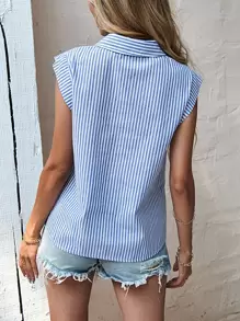 SHEIN LUNE Button Front Striped Shirt