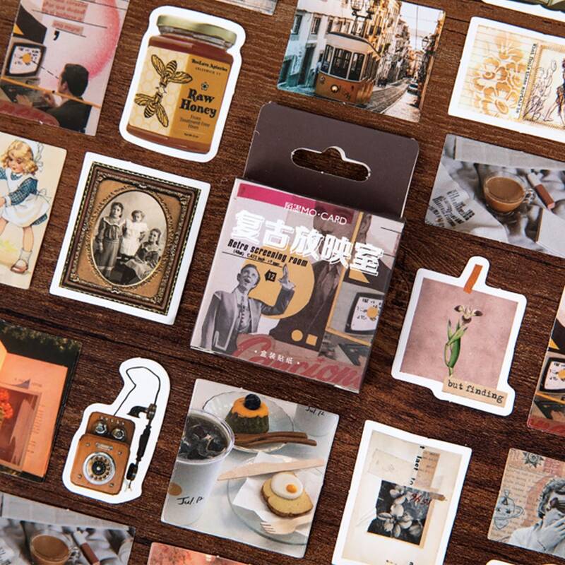 

45pcs Vintage Pattern DIY Sticker, Multicolor