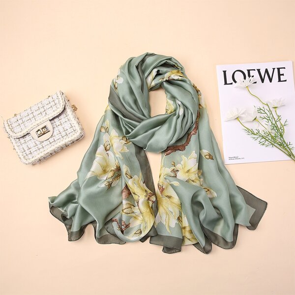 

Flower Print Scarf, Green