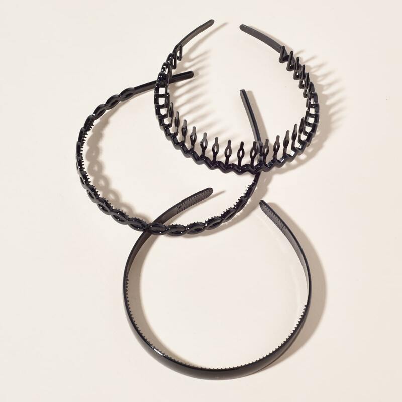 

3pcs Plain Headband, Multicolor