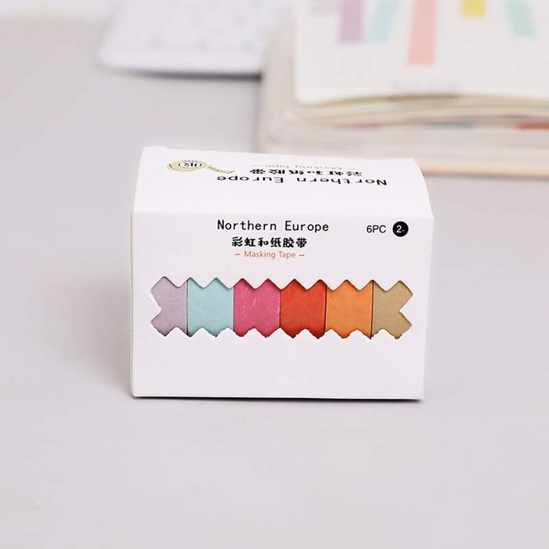 

6rolls Solid Color Washi Tape, Multicolor