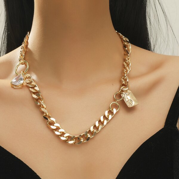 

Water Drop Charm Chain Necklace, Gold