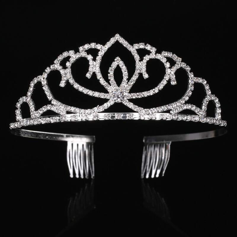 

Rhinestone Decor Crown Hair Accessory, Silver
