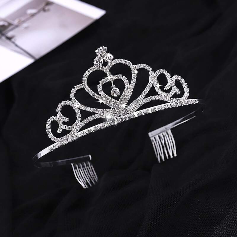 

Rhinestone Decor Crown Hair Accessory, Silver