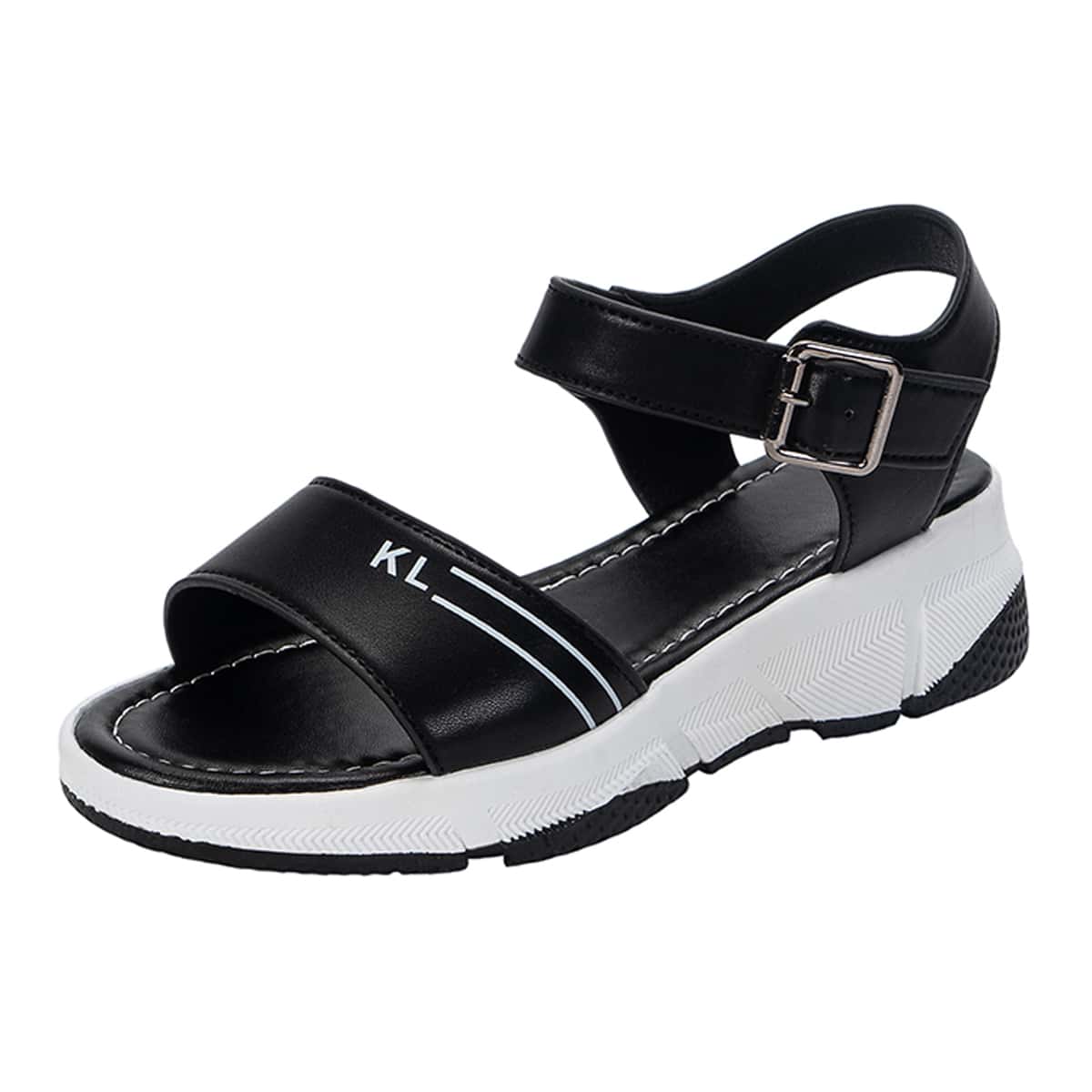 

Letter Ankle Strap Sport Sandals, Black