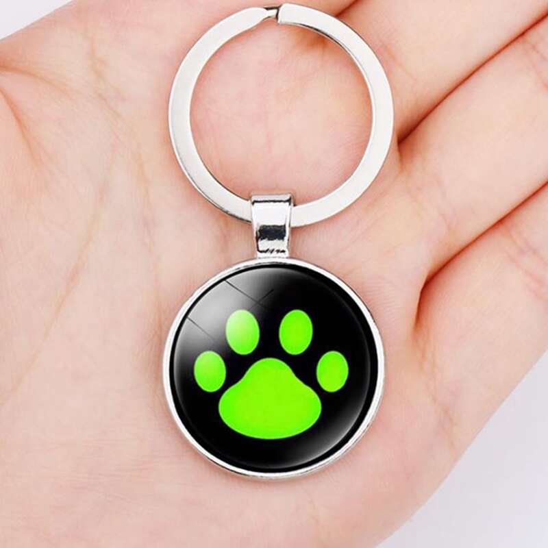 

1pc Paw Graphic Keychain, Green