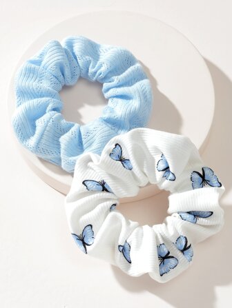 2 st. originella blomdesigner dagligen hårsnoddar hårsnoddar scrunchy hårsnoddar hästsvans huvudtillbehör