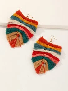 Tassel Decor Drop Earrings - Multicolor - View 1