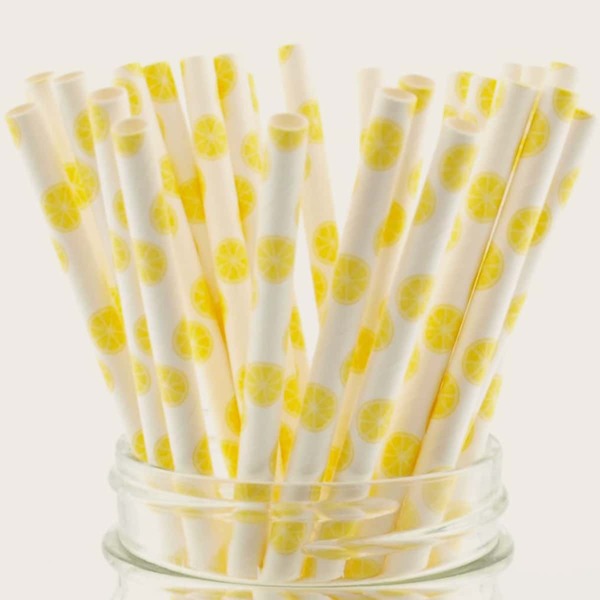 

25pcs Polka Dot Pattern Disposable Straw, Yellow