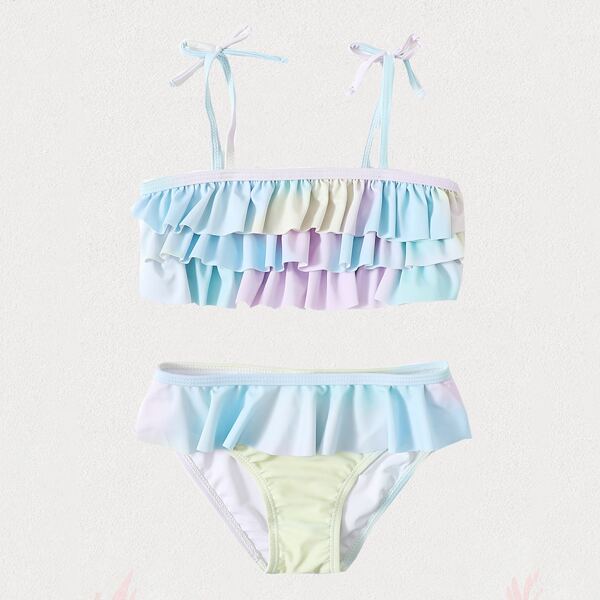 

Baby Girl Ombre Ruffle Bikini Swimsuit, Multicolor
