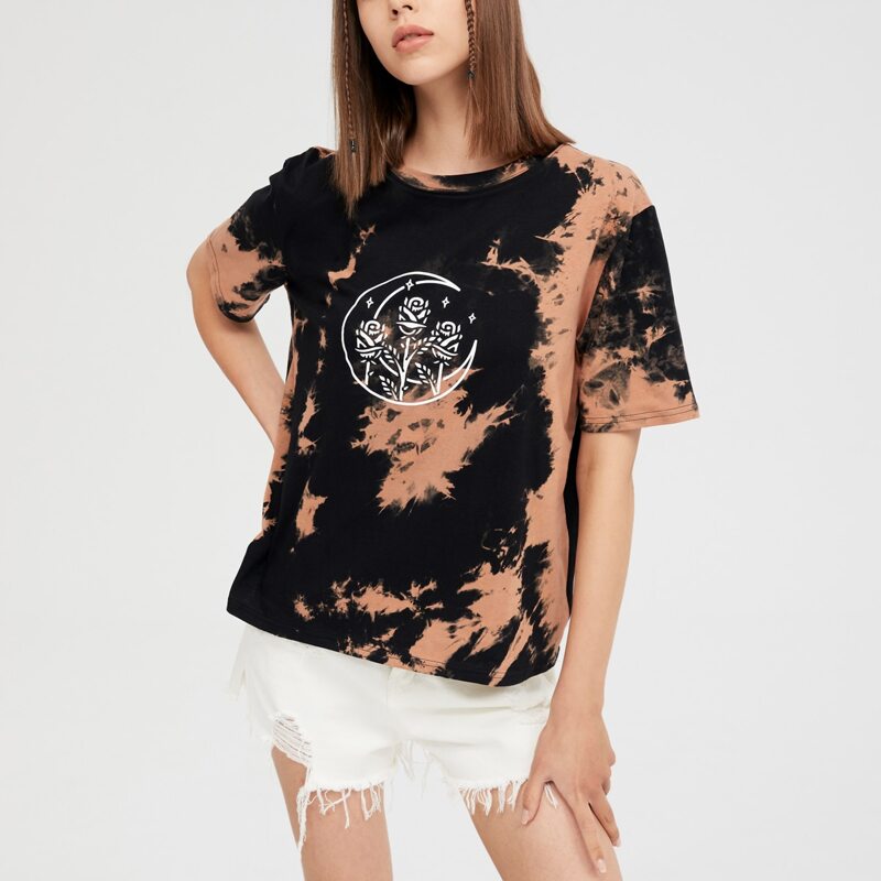 

Floral Graphic Tie Dye Tee, Multicolor