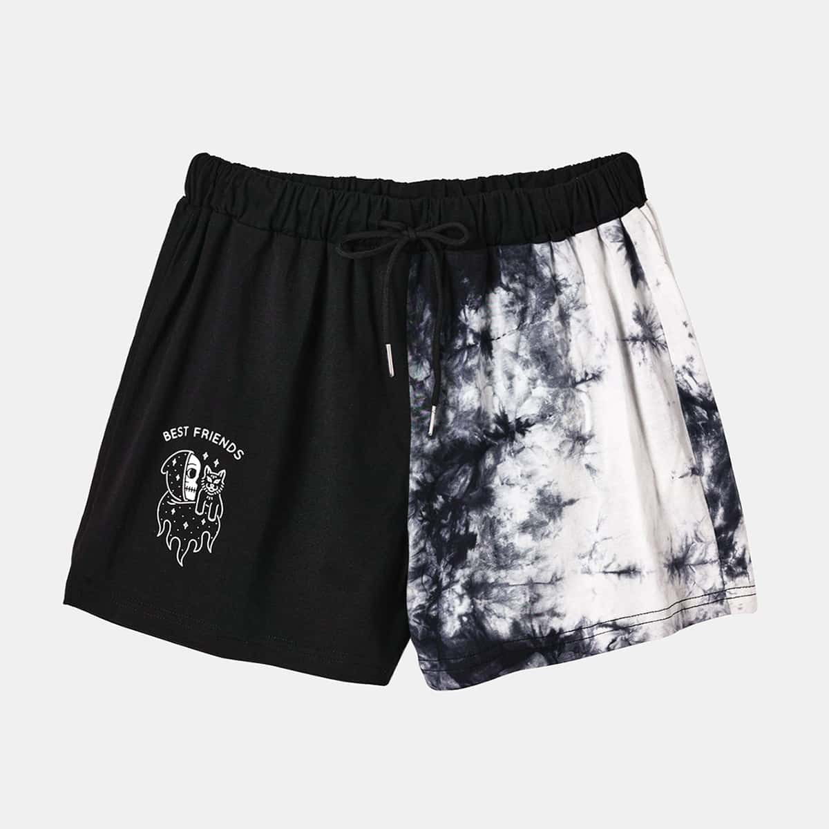 

Skull Graphic Tie Dye Shorts, Multicolor