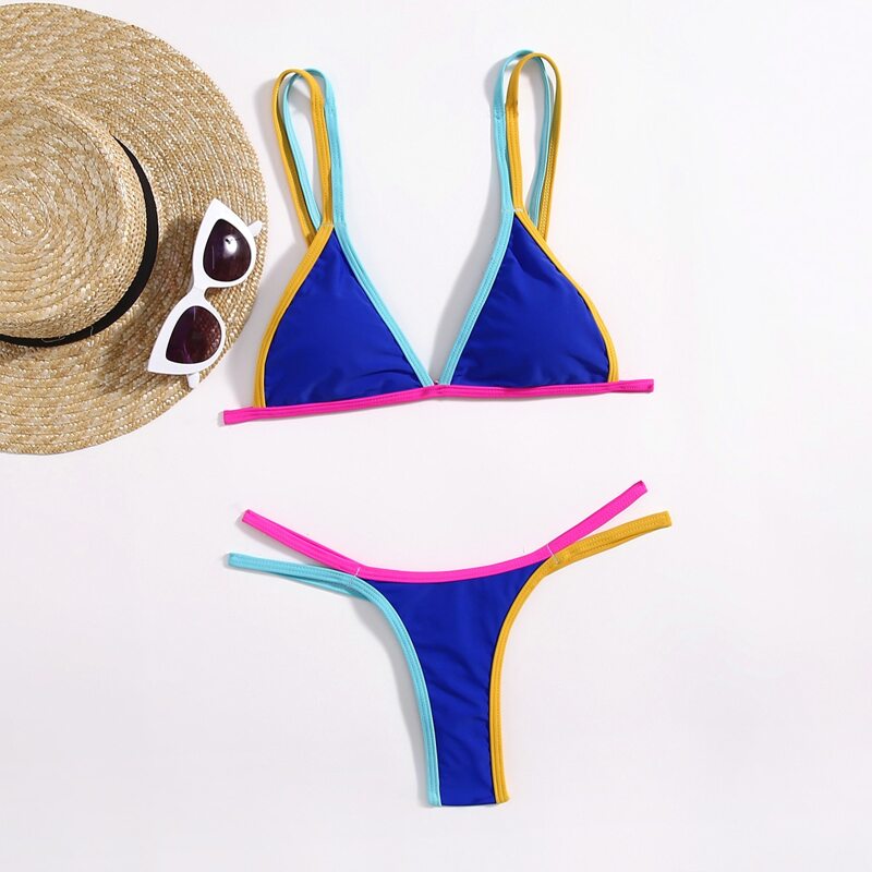 

Contrast Binding Bikini Swimsuit, Royal blue