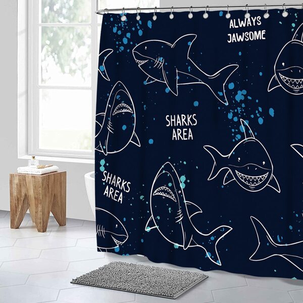 

Cartoon Shark Print Shower Curtain, Multicolor