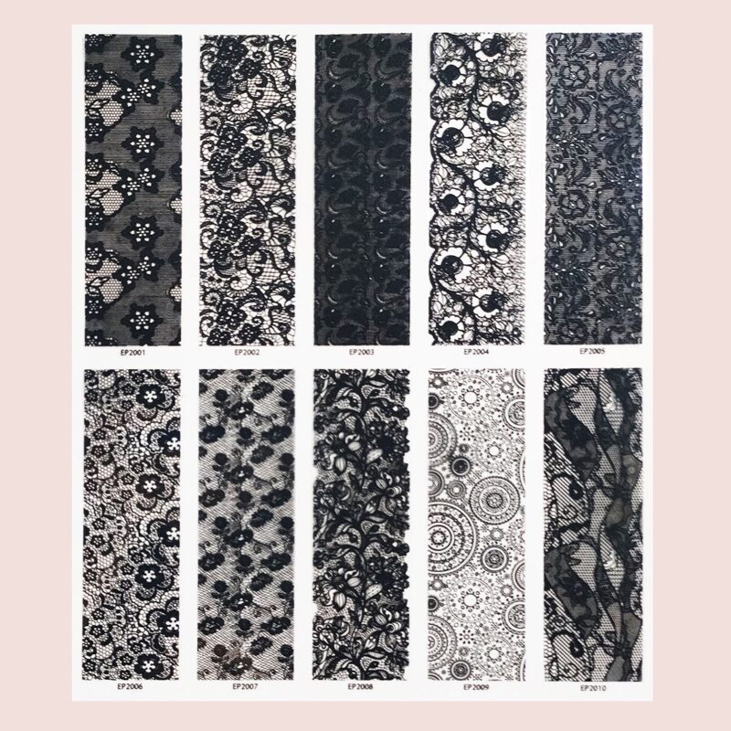 

10pcs Floral Lace Nail Art Sticker, Black