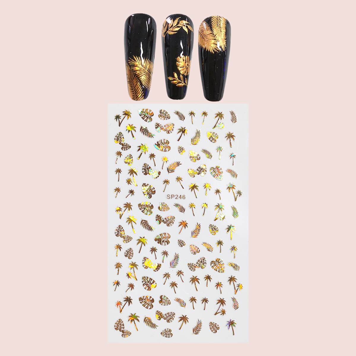 

1sheet Plants Pattern Nail Art Sticker, Gold
