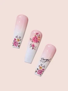 1張玫瑰花圖案指甲藝術貼紙，DIY指甲貼紙