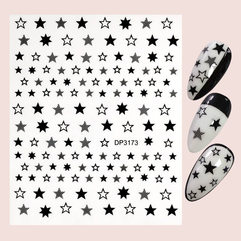 

1sheet Star Pattern Nail Art Sticker, Black