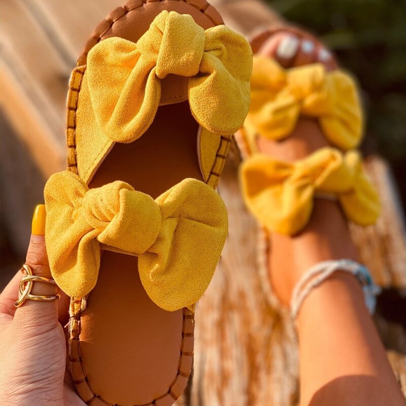 

Bow Strap Slide Sandals, Yellow