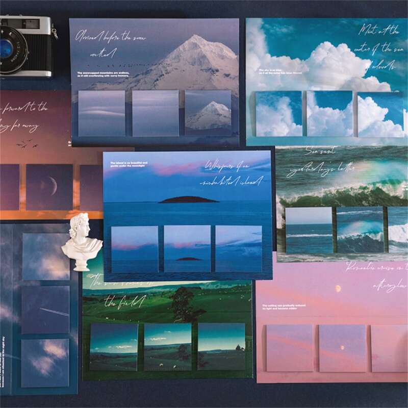 

1set Random Scenery Sticky Note, Multicolor
