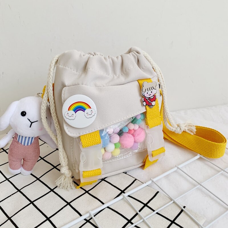 

Cartoon Drawstring Crossbody Bag, White