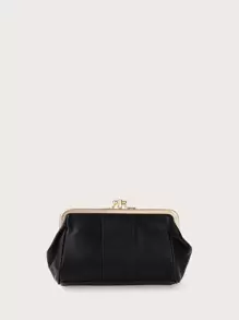 Minimalist Kiss Lock Purse - Black - View 1