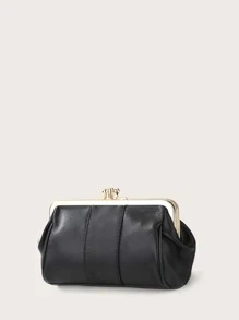 Minimalist Kiss Lock Purse - Black - View 2