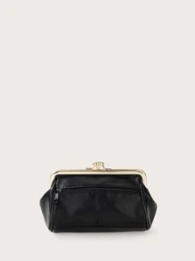 Minimalist Kiss Lock Purse - Black - View 3