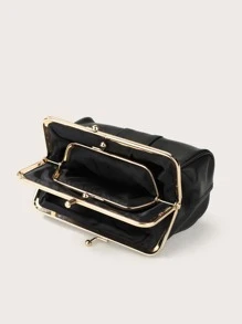 Minimalist Kiss Lock Purse - Black - View 4