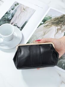 Minimalist Kiss Lock Purse - Black - View 5