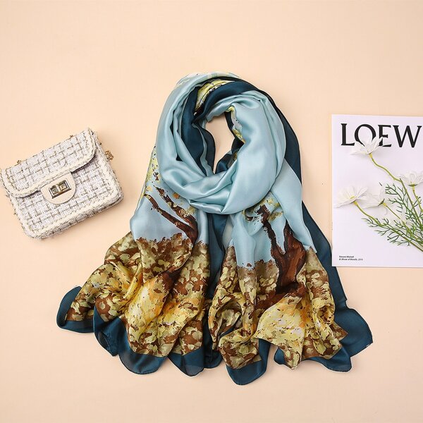 

Tree Print Scarf, Blue