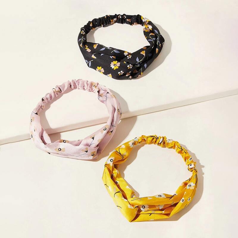

2pcs Random Flower Graphic Hair Band, Multicolor