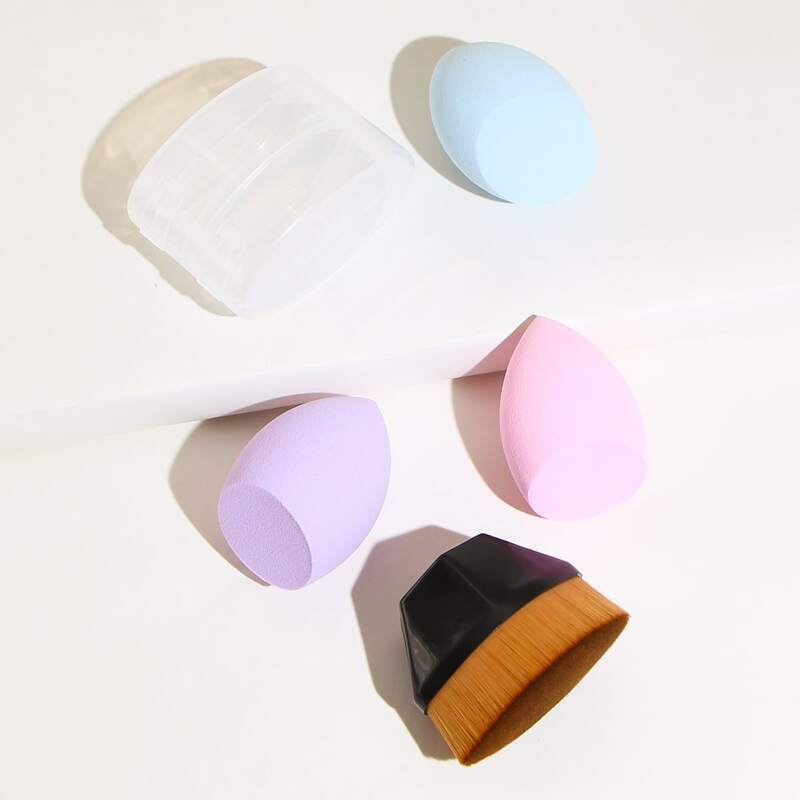 

3pcs Makeup Sponge & 1pc Foundation Brush, Multicolor