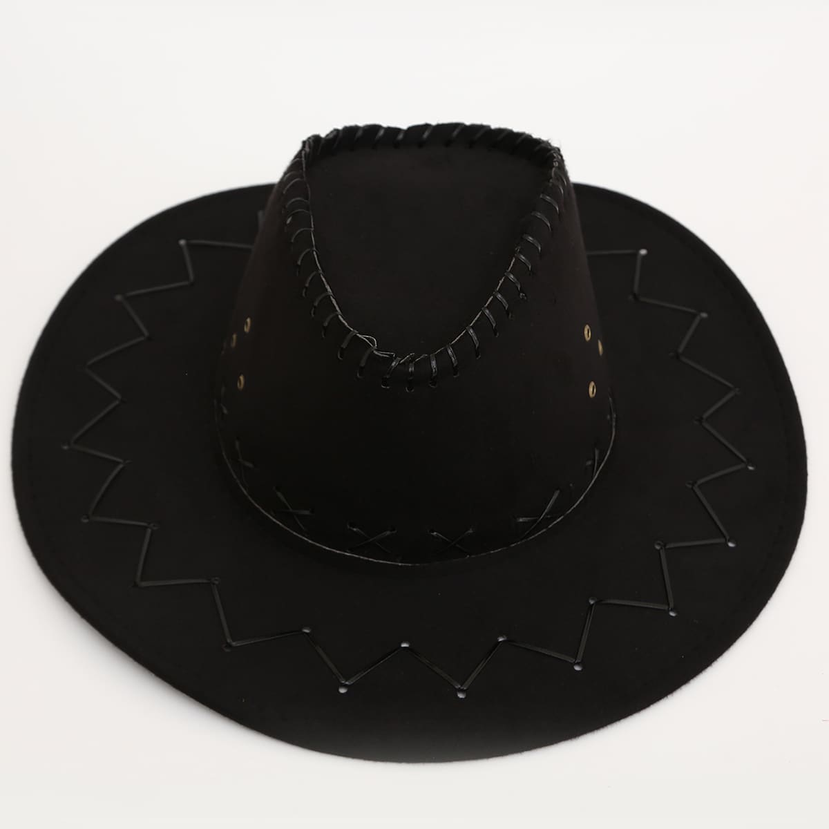 

Guys Eyelet Decor Cowboy Hat, Black