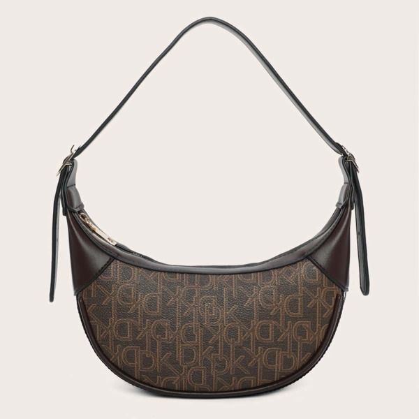 

Letter Graphic Baguette Bag, Coffee brown
