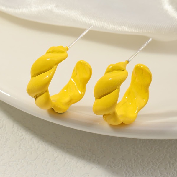 

1pair Open Hoop Earrings, Yellow