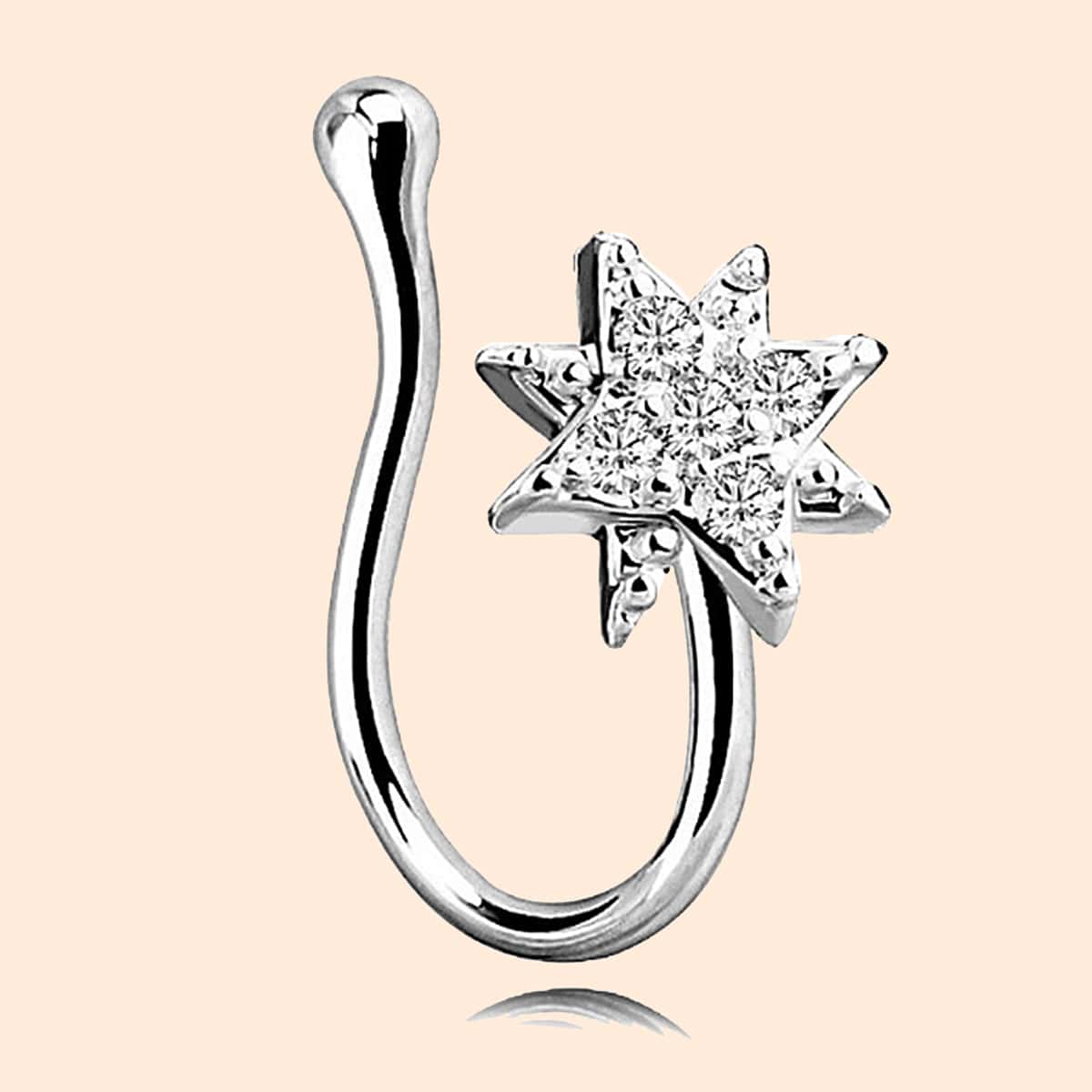

1pc Rhinestone Nose Ring, Silver