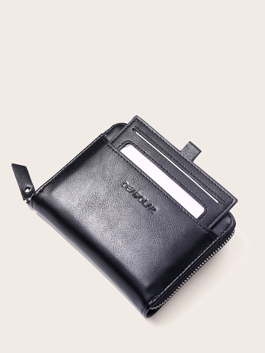 Monedero con cremallera con diseño de letra para hombres - Negro - Ver 1