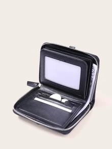 Monedero con cremallera con diseño de letra para hombres - Negro - Ver 2