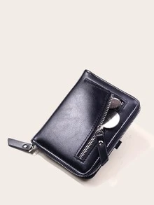 Monedero con cremallera con diseño de letra para hombres - Negro - Ver 3