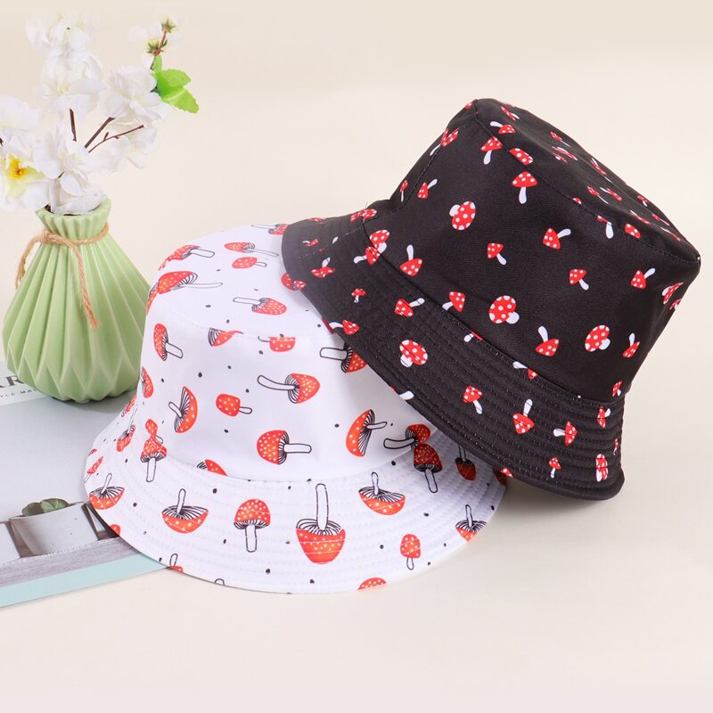 

2pcs Mushroom Bucket Hat, Multicolor