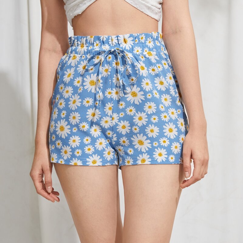 

Daisy Tie Front Shorts, Baby blue