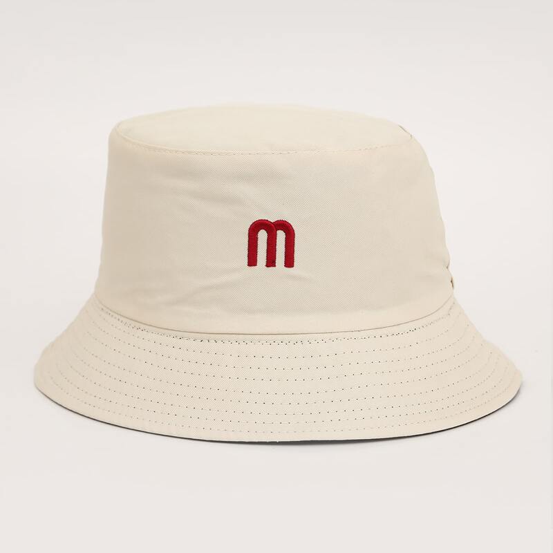 Guys Letter Graphic Embroidery Reversible Bucket Hat, Beige