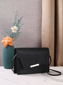 Túi đeo chéo có nắp bằng kim loại - màu đen - Xem 2