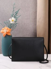 Túi đeo chéo có nắp bằng kim loại - màu đen - Xem 3