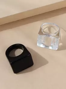 2入組樹脂戒指 - 彩色 - 查看 1