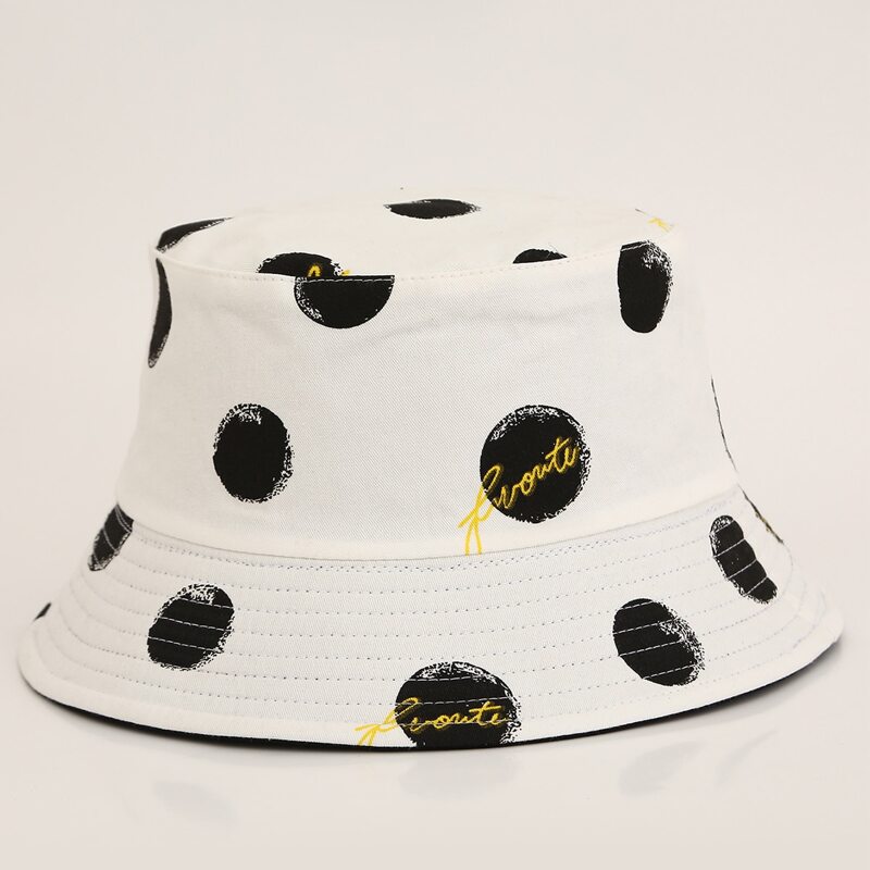 

Polka Dot Bucket Hat, White