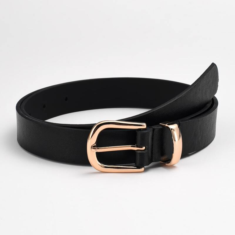 

1pc Engraved Buckle Belt, Black